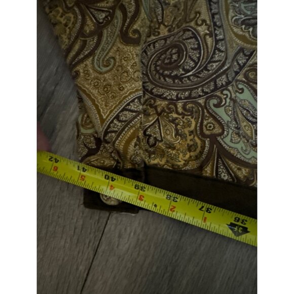 Vintage Waverly Paisley Pattern Scallop Lined Gathered Valance Curtain Tan & Bro - Picture 9 of 10